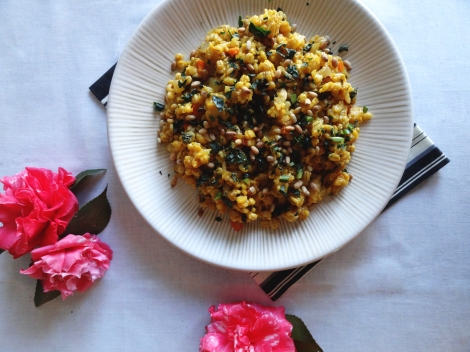 cauliflower barley risotto from the cheerful kitchen