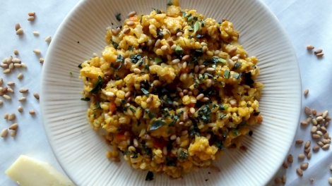cauliflower barley risotto via the cheerful kitchen